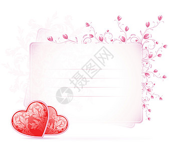 带鲜花的卡片情人框架空白奢华插图红色漩涡图片