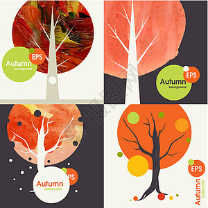秋季背景集金子墙纸橡木插图植物群树叶公园橙子叶子水彩图片