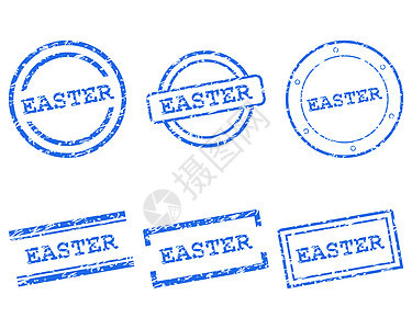 复活节邮票海豹橡皮墨水蓝色商业按钮打印插图标签烙印图片