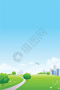与城市的绿色景观天空乡村地平线风景爬坡土地蓝色环境插图飞机图片