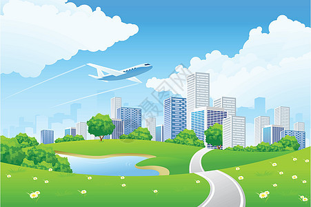 绿色城市景观环境洋甘菊地平线建筑植物衬套风景公寓土地飞机图片