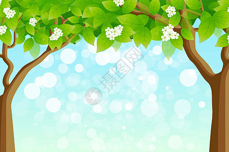 绿树框架树干插图叶子绿色火花背景图片