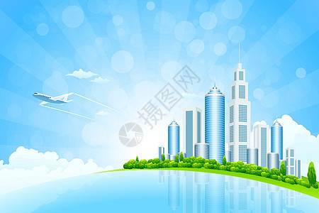 商业市地平线飞机衬套景观公寓土地天空建筑城市蓝色图片
