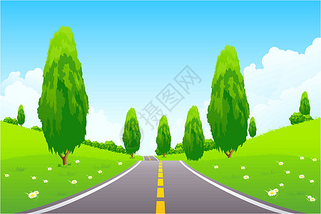 绿色景观天空自由洋甘菊场地插图场景草地季节地平线风景图片