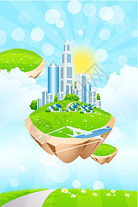 岛上商业城市生态建筑衬套环境天空土地场景火花公寓摩天大楼图片