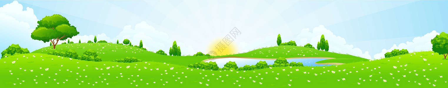 绿色景观草地植物乡村云景天空叶子土地场地爬坡插图图片