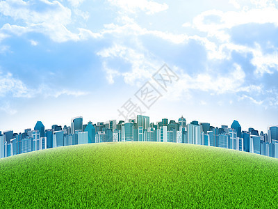 建筑物和绿草地市中心场地城市绿色建筑天空摩天大楼景观土地建筑学图片