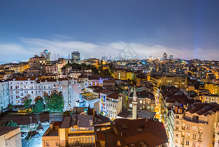伊斯坦堡  2014年9月17日 城市夜间全景火鸡旅游生活景观建筑学日落天际旅行天空游客图片