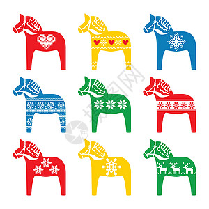 瑞典达拉 戴尔卡利马和冬季 北欧型文化雕刻工艺装饰品民间雪花传统插图纪念品动物图片