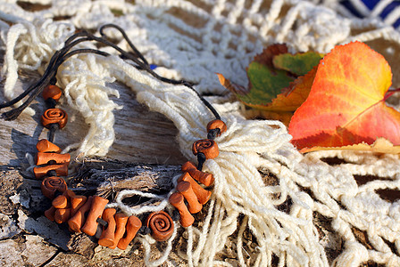 民族粘土项链bracelet围巾树叶木头陶瓷手镯棕色手工宝石魅力珠子图片