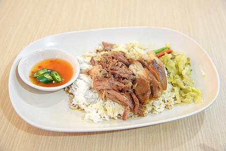 泰国菜食 带大米的斜猪腿食谱风情菜单餐厅烹饪厨房蔬菜食物美食午餐图片