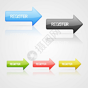 矢量注册按钮黄色蓝色报名白色阴影坡度灰色黑色红色橙子背景图片