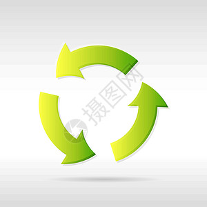 矢量再循环图标回收坡度生态圆圈箭头技术绿色阴影图片