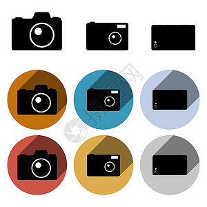 矢量摄影相机图标袖珍阴影红色橙子镜子反射蓝色电话黑色褐色图片