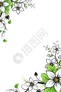 有叶叶的花背景绘画卷曲墙纸艺术花束滚动艺术品花瓣蝴蝶植物群图片