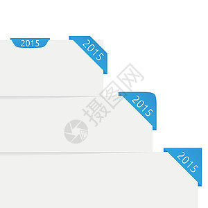 2015年角丝带蓝色阴影数字丝带白色背景图片