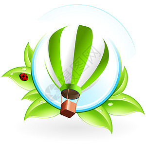 带有热气球的图标生态绿色标识叶子生活回收环境瓢虫运输图片