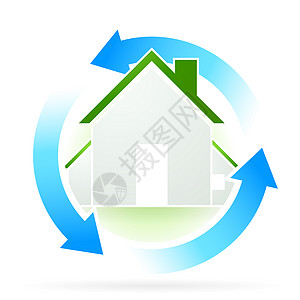 豪楼图标回收建筑环境屋顶蓝色生态插图别墅绿色标识图片