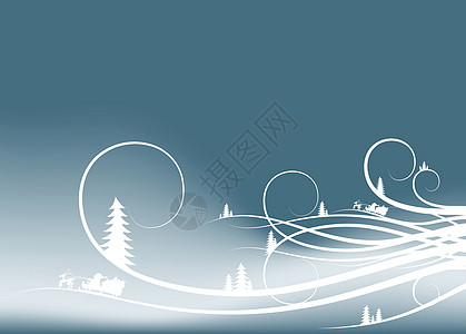 具有firtree 环形和Santa Cl 的抽象冬季背景节日卡片蓝色枞树爷爷新年图片