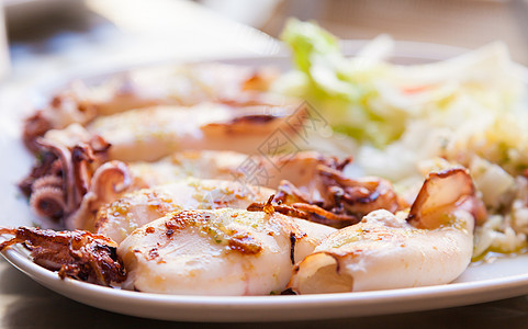 意大利达拉巴里鱿鱼美食海鲜沙拉饮食乌贼餐厅传统油炸盘子图片