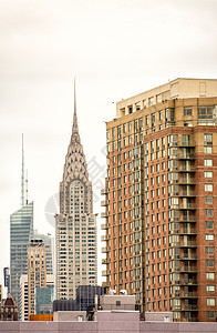 曼哈顿的建筑物和摩天大楼天线白色建筑城市地标天际建筑学帝国都市办公室图片
