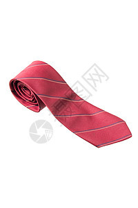 红色带条的领颈领带商业衣柜纺织品衣领脖子织物套装衬衫衣服白色背景图片