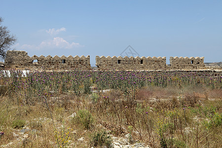 Antimachia村附近的威尼斯城堡的废墟场地建筑学石头建筑天空古董骑士图片