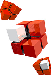 三个红色立方体背景图片