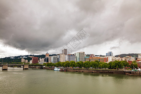 下城郊区波特兰市风景市中心摩天大楼景观城市天际建筑物反射旅行天空旅游图片