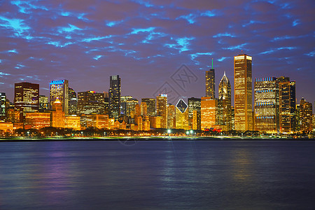 芝加哥市中心城市风景城市日落反射地标公园建筑图片