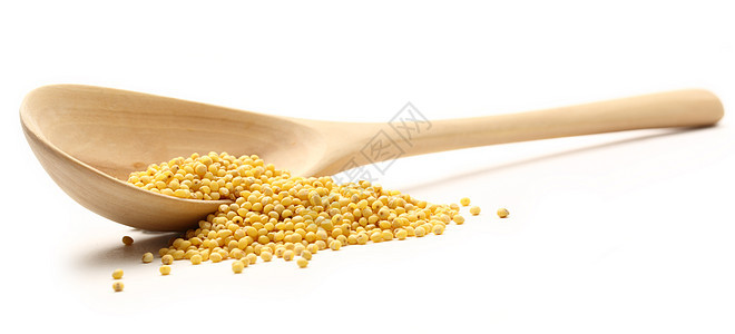带木勺子的米种子烹饪白色营养食物谷物碎粒粮食图片