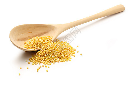 带木勺子的米谷物营养粮食食物碎粒烹饪白色种子图片