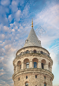 加拉塔塔塔 土耳其伊斯坦布尔Beyoglu的古老建筑火鸡旅游景观游客城市历史旅行蓝色地标纪念碑图片