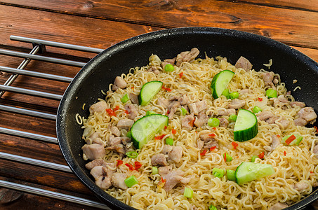 中国面条和鸡肉课程光盘辣椒电脑午餐盘子塑料食物用餐机器图片