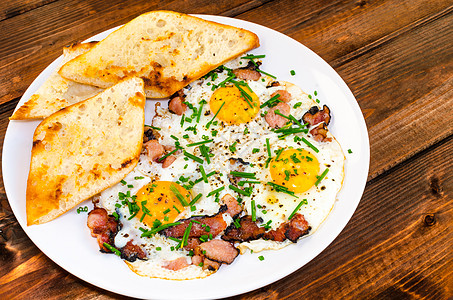 培根 鸡蛋和烤面包面包英语酒店制品午餐早餐烹饪生物种子熏肉图片