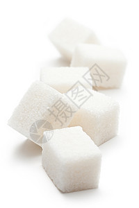 白色背景的糖方块阴影粒状食物宏观水晶立方体工作室团体营养正方形图片