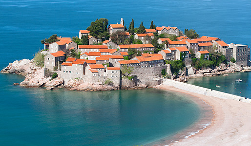 黑山度假岛奢华钓鱼支撑天空村庄海岸海滩蓝色建筑堡垒图片