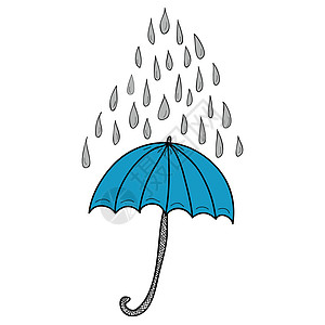 乱画雨伞和雨滴图片