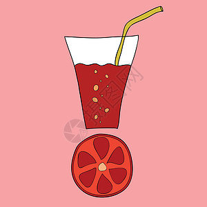 涂鸦葡萄柚汁草图稻草食物玻璃饮料水果手绘涂鸦柚子卡通片图片