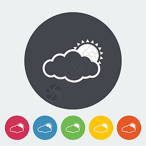 云度单平面图标插图多云电脑气象天空网络橙子黄色艺术太阳图片