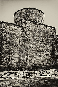 希腊老修道院-黑白图片