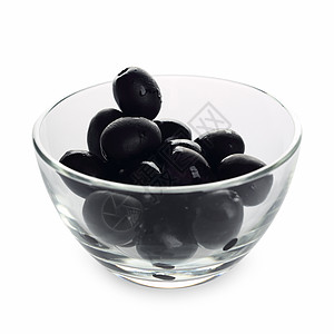 黑橄榄橄榄黑色影棚摄影食物盘子素食罐装水果玻璃背景图片