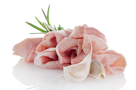 新刮的火腿白色饮食粉色猪肉熏制生物影棚倾斜小吃折叠图片