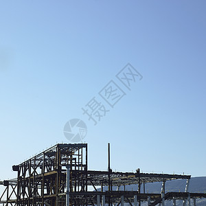 金属束结构高楼机库边缘财产大梁蓝色平行线青色建造大厦背景图片