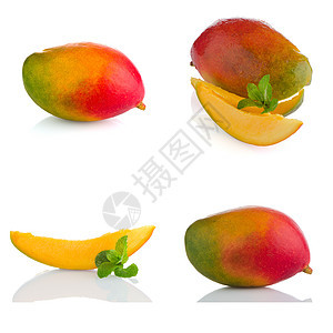 一套芒果水果蔬菜木瓜异国白色甜点橙子收获收成情调红色图片