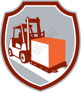 Forklift 卡车箱式护盾后检仓库工人仓储艺术品工业插图材料司机波峰机械图片