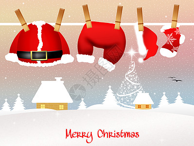 圣诞明信片帽子袜子展示红色乐趣外套礼物夹克圣诞袜丝带图片