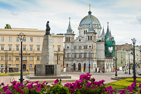 波兰洛兹市自由广场旅游城市水平旅行建筑单位路灯孩子们纪念碑地点图片
