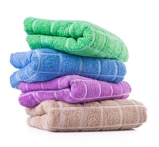 背面的毛巾棉布洗衣店织物蓝色浴室橙子纤维温泉绿色折叠图片