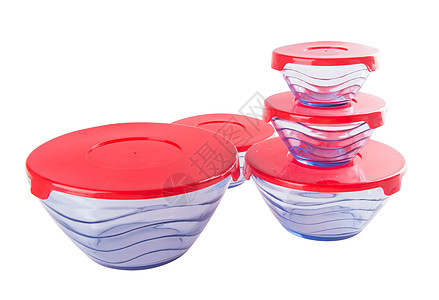 白色背面的食品容器器皿浴缸盒子塑料绿色午餐红色玻璃回收食物图片